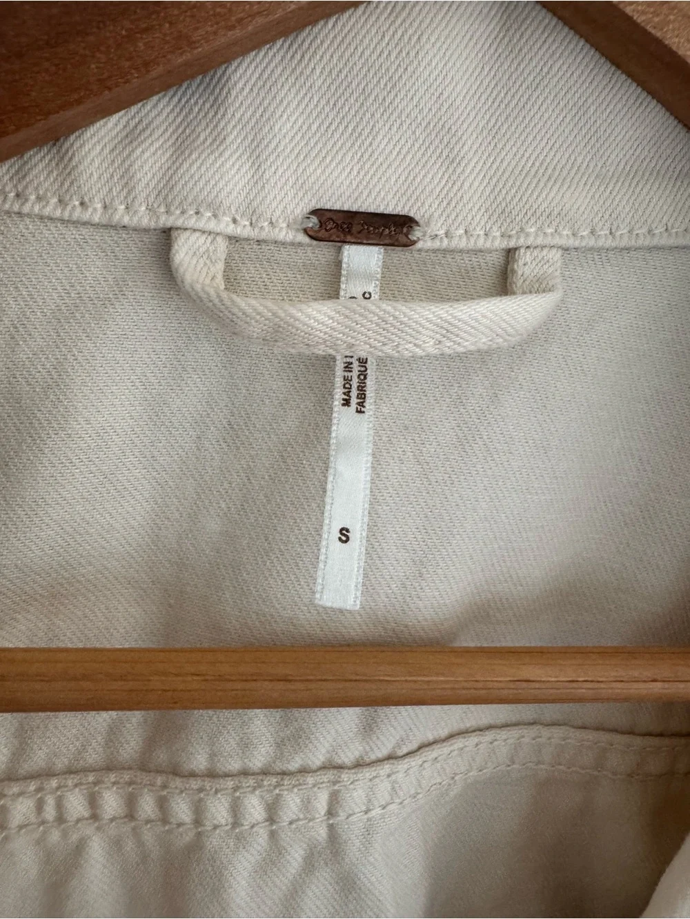 Free People Nikita Cropped Denim Jacket Cream Small - Picture 4 of 5